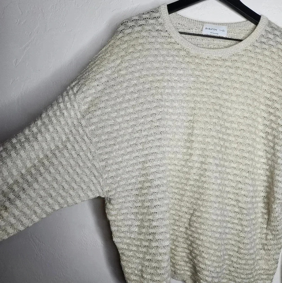 Aritzia Babaton Ivory & gold dolman sleeve oversized Sweater XXS​ - Picture 4 of 7